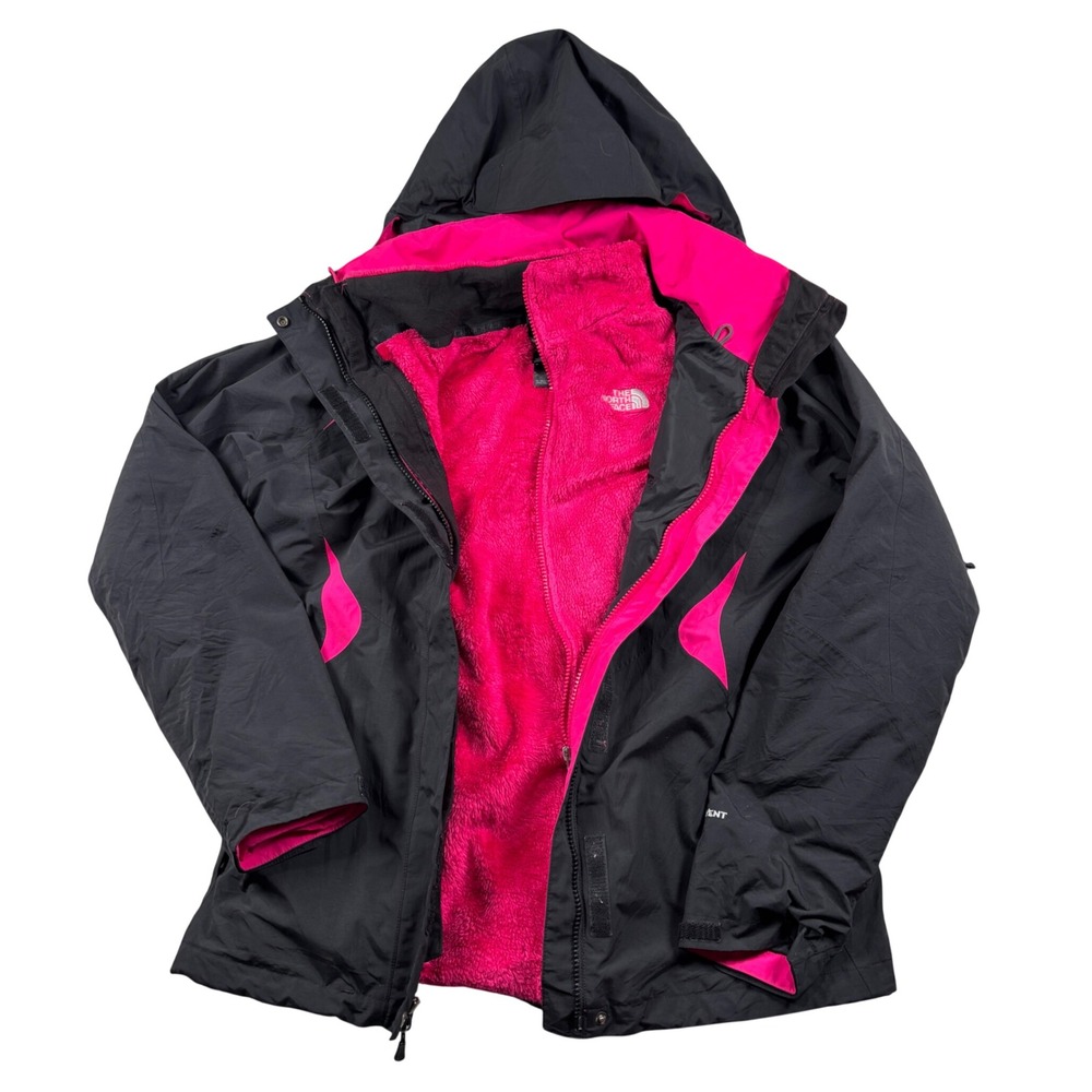 The North Face 3-in-1 Jacket Women M Black Pink HyVent Osito Fleece Triclimate